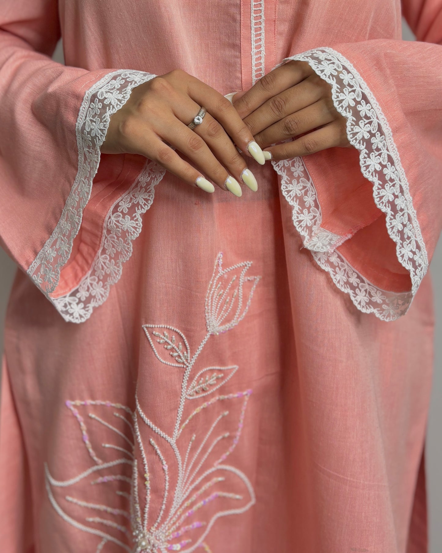 Peach embroidered co-ord set