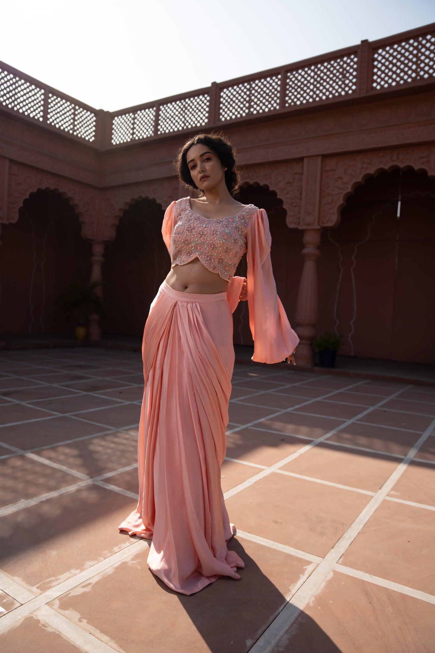 Coral Peach Two Piece Attire