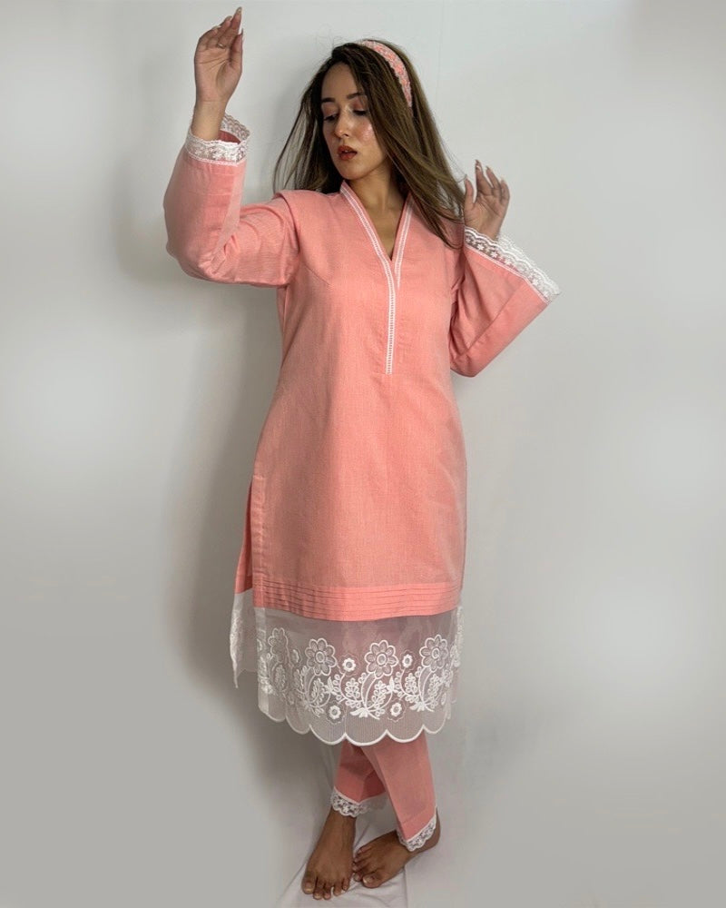 Peach lace co-ord set